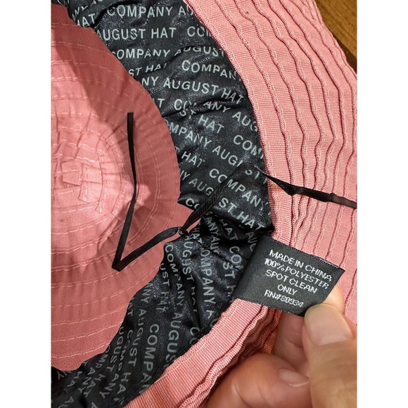 August Hat Company Packable Sun Beach Garden Hat Pink Polyester Wide Brim - Picture 4 of 7